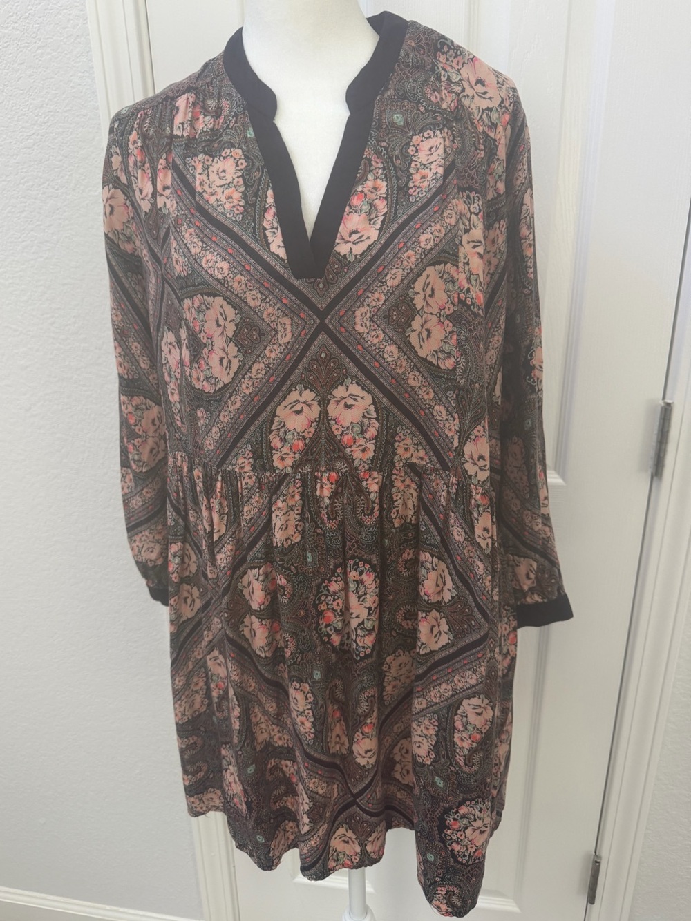 Anthropologie Holding Horses Farcia Paisley Tunic Dress Size LP Large Petite